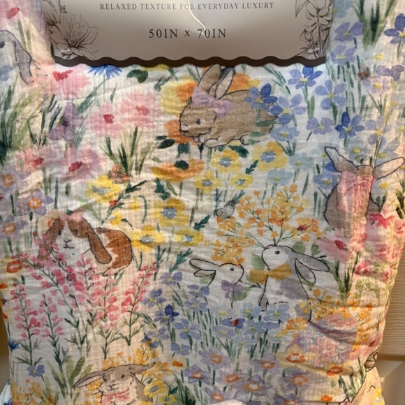 Envogue BunnyTales Dreamy Cotton Gauze Throw Easter Duck Green Plush NEW! - Picture 2 of 6